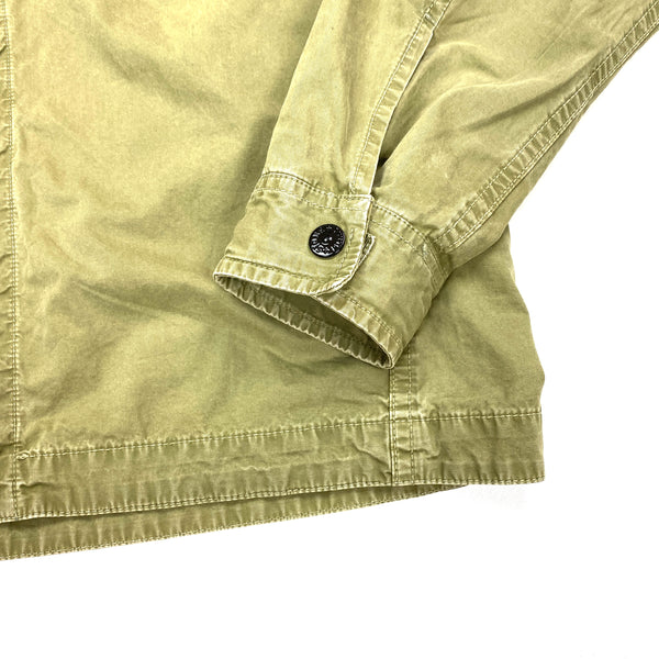 Stone Island Olive Green Cotton Zipped Overshirt