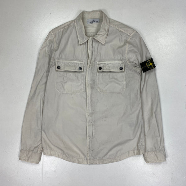 Stone Island White Cotton Zipped Overshirt