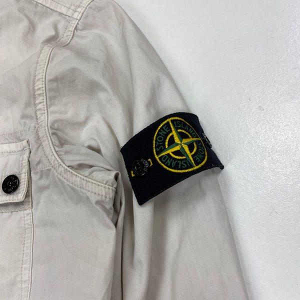 Stone Island White Cotton Zipped Overshirt