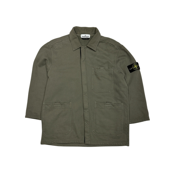 Stone Island Olive Green Thick Cotton Overshirt