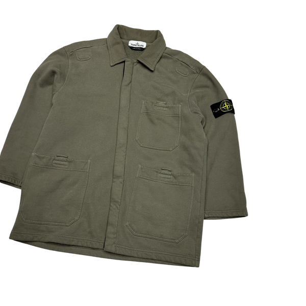 Stone Island Olive Green Thick Cotton Overshirt