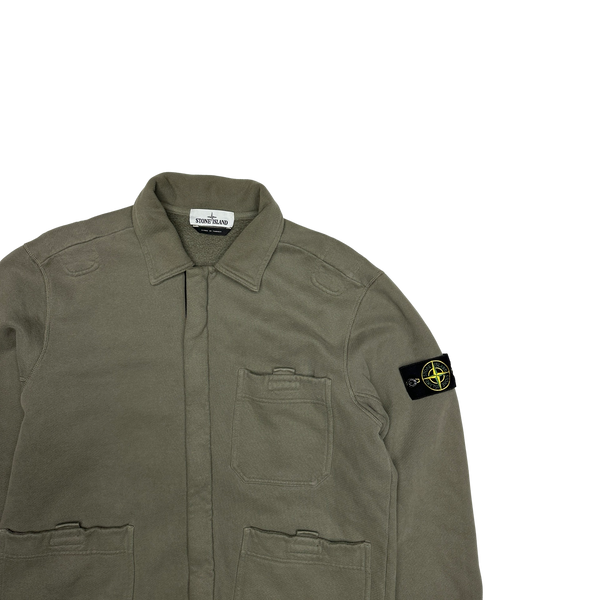 Stone Island Olive Green Thick Cotton Overshirt