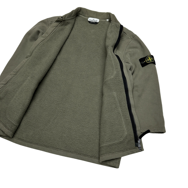 Stone Island Olive Green Thick Cotton Overshirt