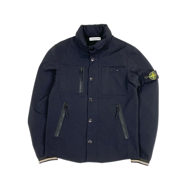 Stone Island Navy Fleece Lined Soft Shell Jacket