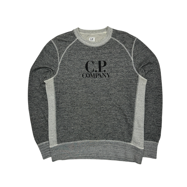 CP Company Light Grey Two Tone Light Grey Crewneck Sweatshirt