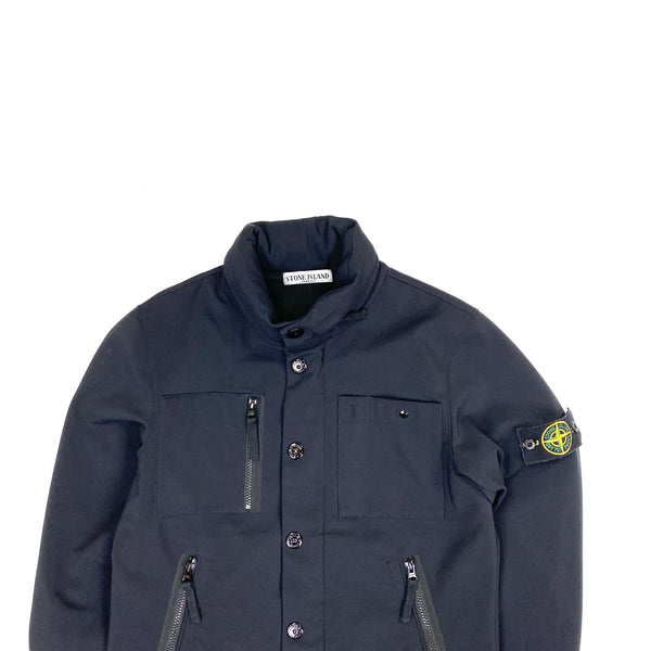 Stone Island Navy Fleece Lined Soft Shell Jacket