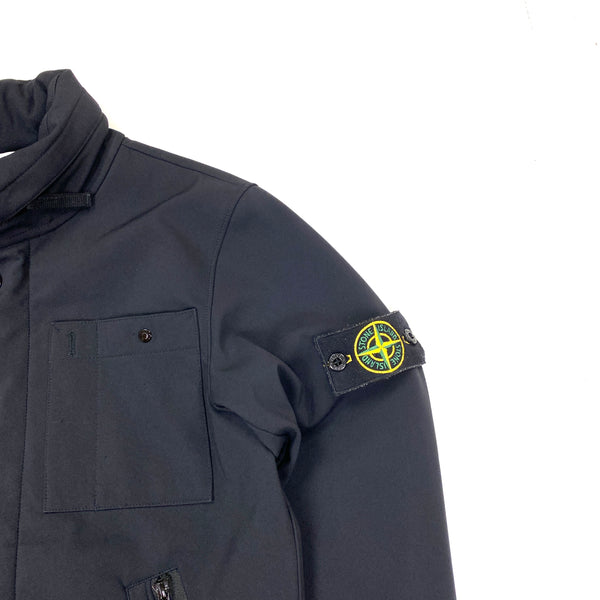 Stone Island Navy Fleece Lined Soft Shell Jacket