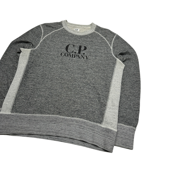 CP Company Light Grey Two Tone Light Grey Crewneck Sweatshirt