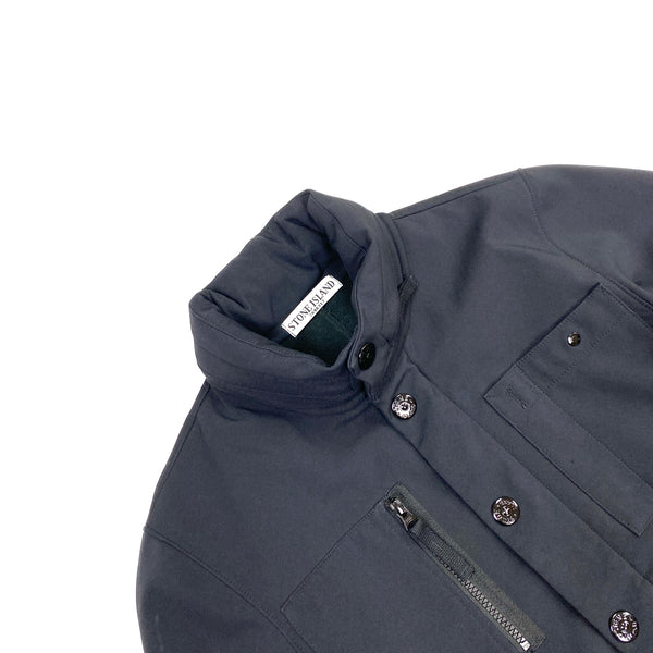Stone Island Navy Fleece Lined Soft Shell Jacket