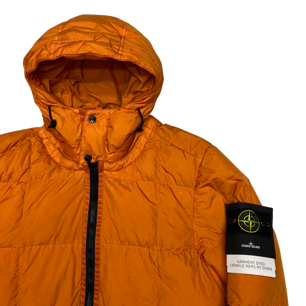 Stone Island Orange Crinkle Reps Puffer Jacket