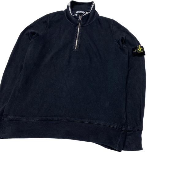 Stone Island 2006 Black Quarter Zip Cotton Pullover