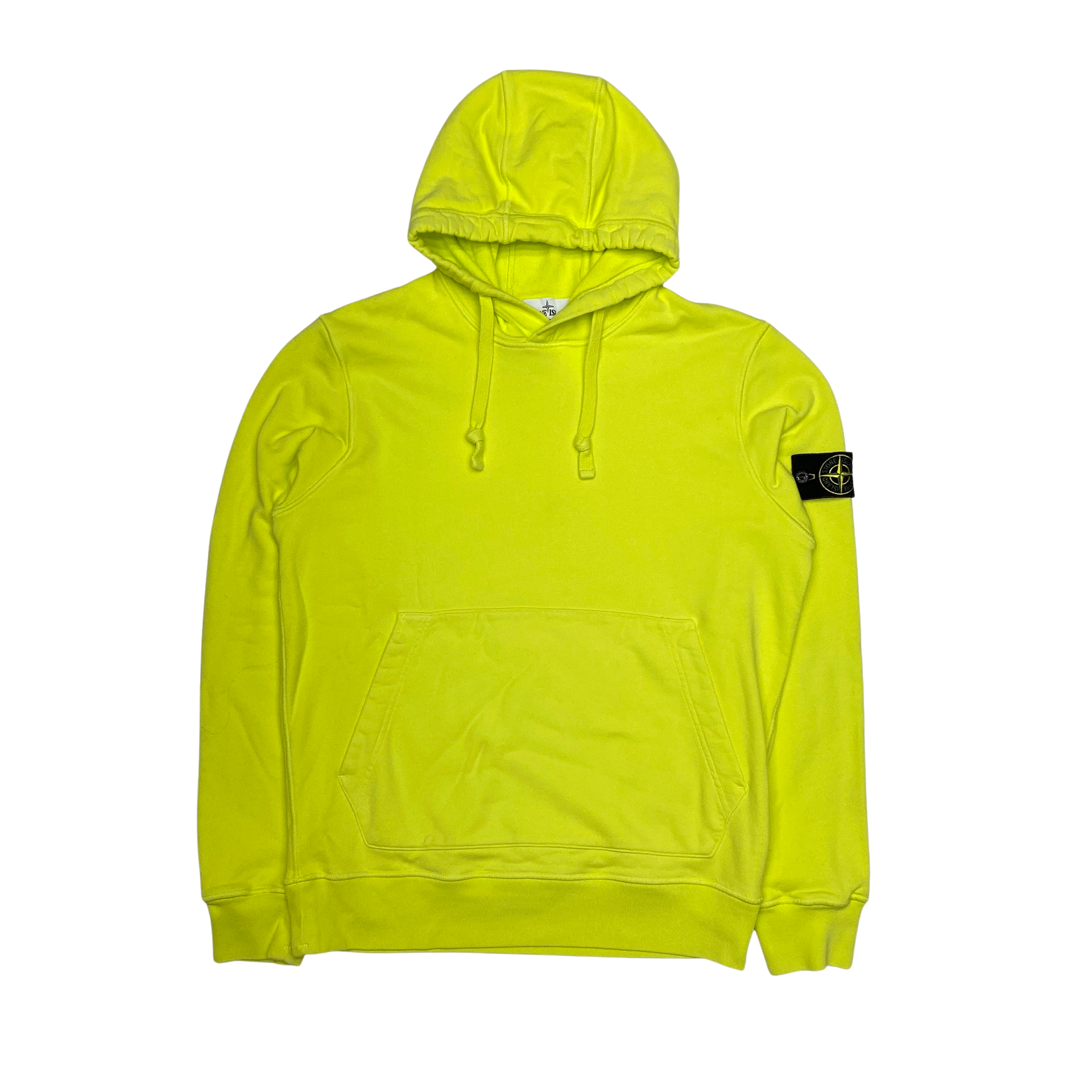 Stone Island 2021 Neon Yellow Cotton Pullover Hoodie