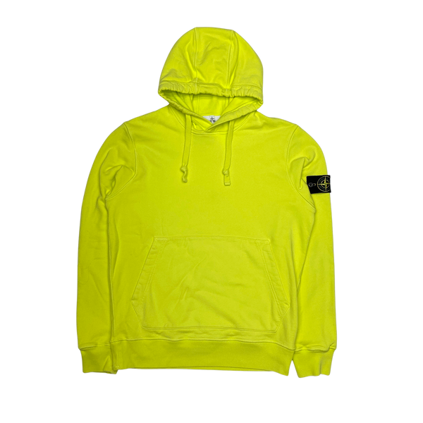 Stone Island 2021 Neon Yellow Cotton Pullover Hoodie