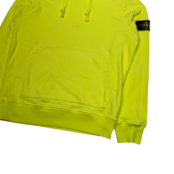 Stone Island 2021 Neon Yellow Cotton Pullover Hoodie