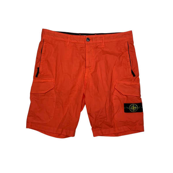 Stone Island 2021 Orange Paracadute Cargo Shorts