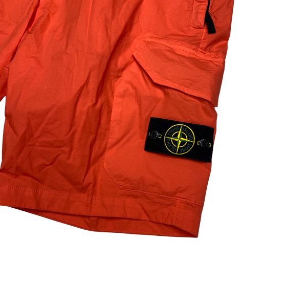 Stone Island 2021 Orange Paracadute Cargo Shorts