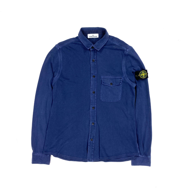 Stone Island Navy Cotton Slim Fit Shirt