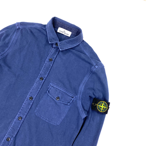 Stone Island Navy Cotton Slim Fit Shirt