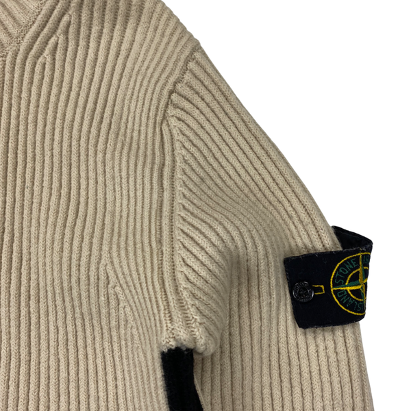 Stone Island 2005 Cream Ribbed Knitted Jumper
