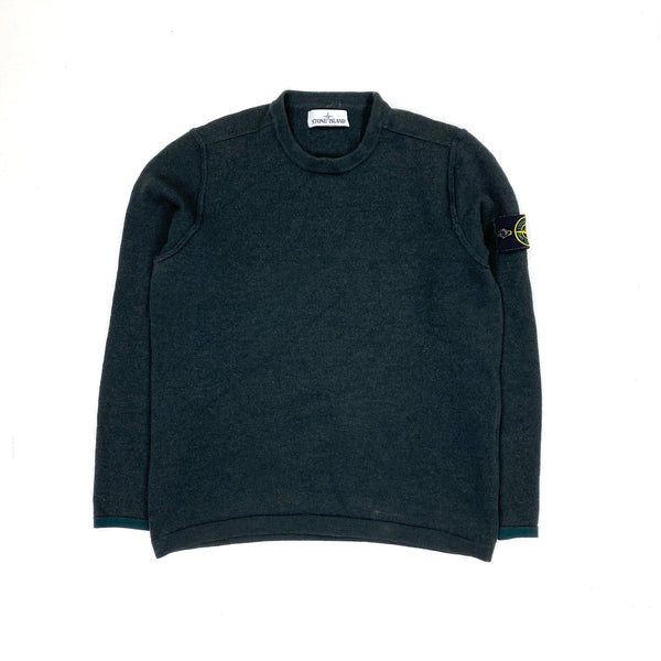 Stone Island Bottle Green Wool Crewneck Jumper