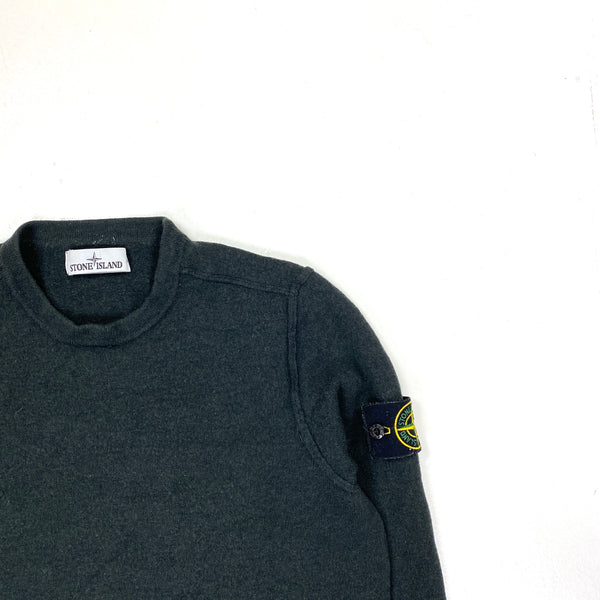 Stone Island Bottle Green Wool Crewneck Jumper