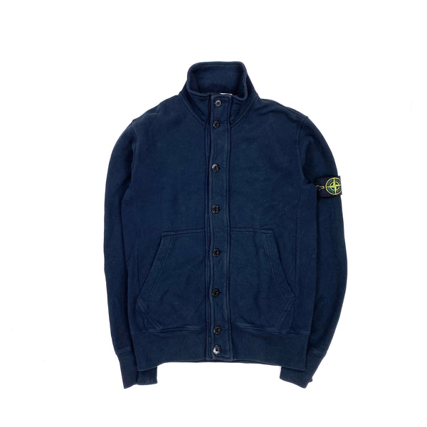 STONE ISLAND NAVY BUTTONED COTTON 2011 JUMPER
