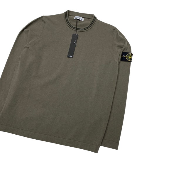 Stone Island Khaki Green Knit Jumper
