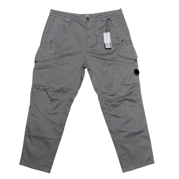 CP Company Grey Satin Stretch Loose Fit Cargo Trousers