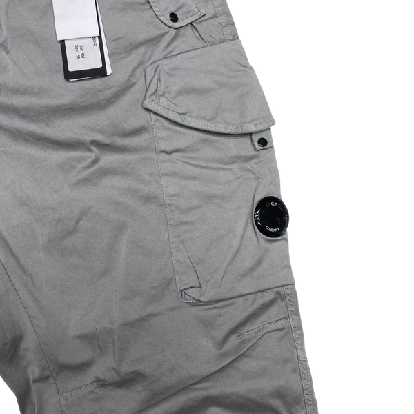 CP Company Grey Satin Stretch Loose Fit Cargo Trousers