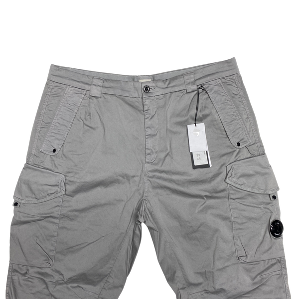 CP Company Grey Satin Stretch Loose Fit Cargo Trousers