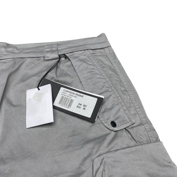 CP Company Grey Satin Stretch Loose Fit Cargo Trousers