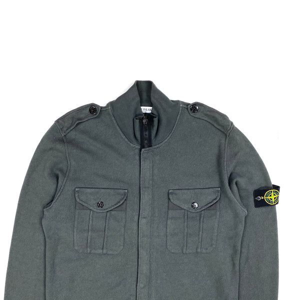 Stone Island Grey Zipped Cardigan Jumper