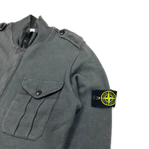 Stone Island Grey Zipped Cardigan Jumper