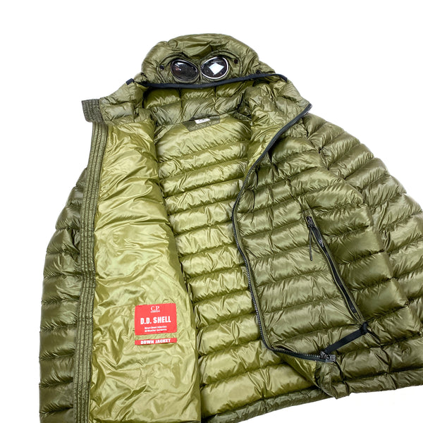CP Company Khaki Green Dyed Down Puffer Goggle Jacket