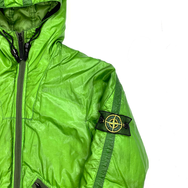Stone Island Green Down Filled Mesh Badge Jacket