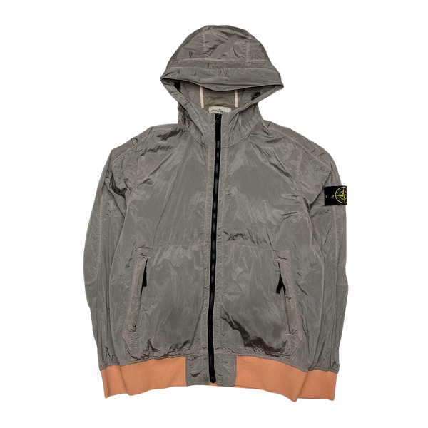 Stone Island Silver Nylon Metal Watro Hooded Jacket