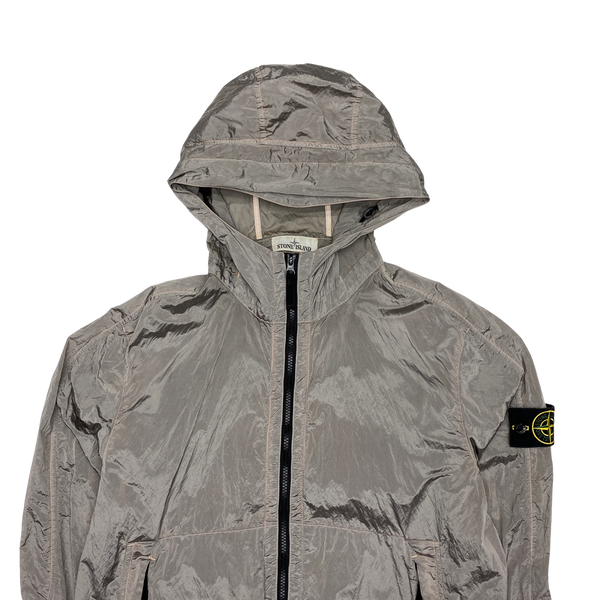 Stone Island Silver Nylon Metal Watro Hooded Jacket