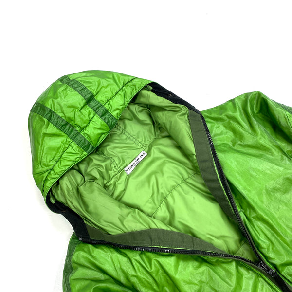 Stone Island Green Down Filled Mesh Badge Jacket