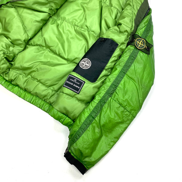 Stone Island Green Down Filled Mesh Badge Jacket