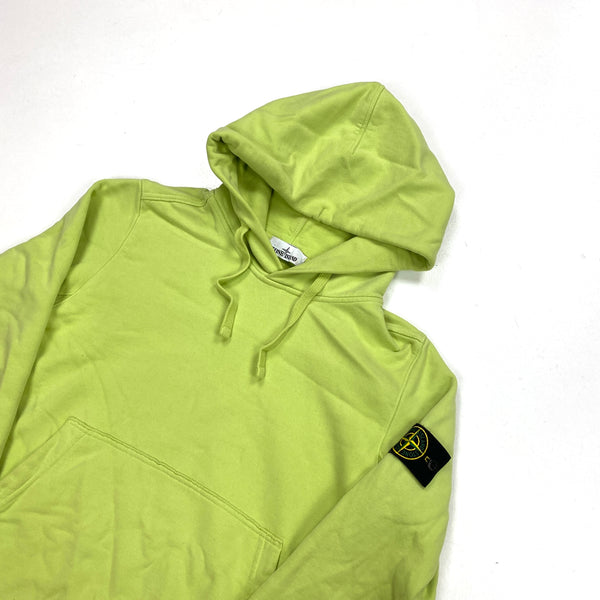 Stone Island AW2020 Neon Green Cotton Pullover Hoodie