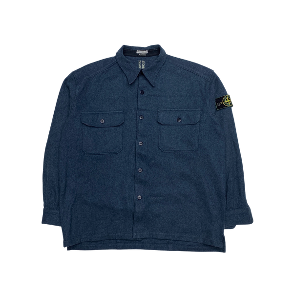 Stone Island Vintage 1995 Navy Wool Overshirt