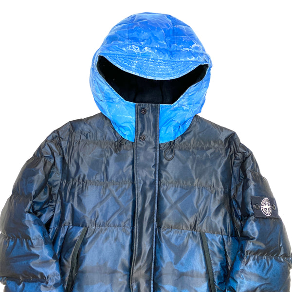 Stone Island Blue Mesh Reflective Down Jacket