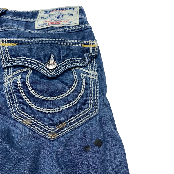 True Religion Straight Fit Contrast Stitch Jeans