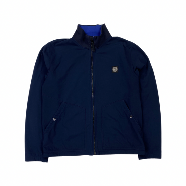 Stone Island Navy Fleece Lined Soft Shell Jacket