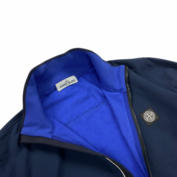 Stone Island Navy Fleece Lined Soft Shell Jacket