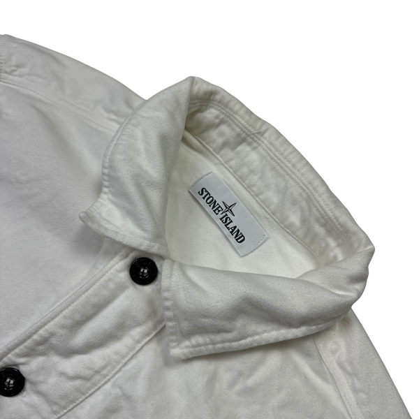 Stone Island 2017 White Thick Brushed Cotton Overshirt - Large
