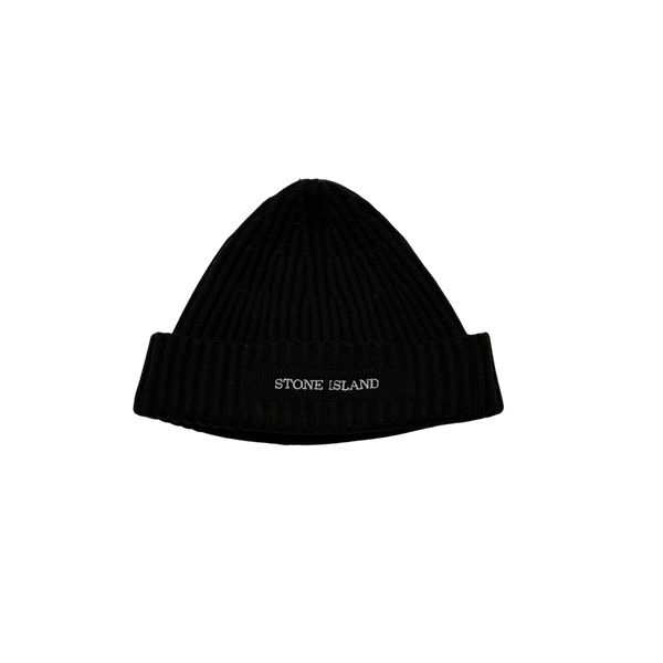 Stone Island 2010 Lana Wool Spellout Ribbed Beanie