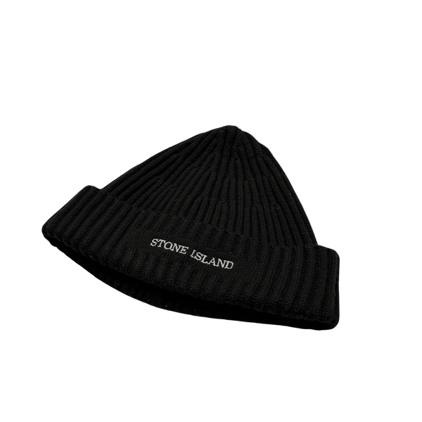 Stone Island 2010 Lana Wool Spellout Ribbed Beanie