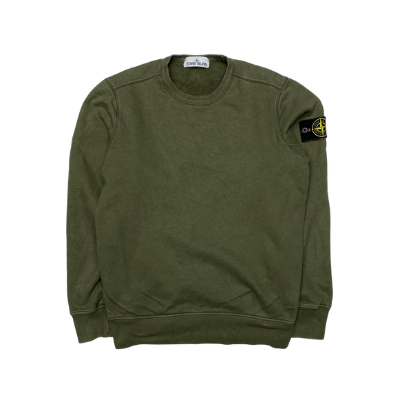 Stone Island Khaki Green Cotton Crewneck Sweatshirt