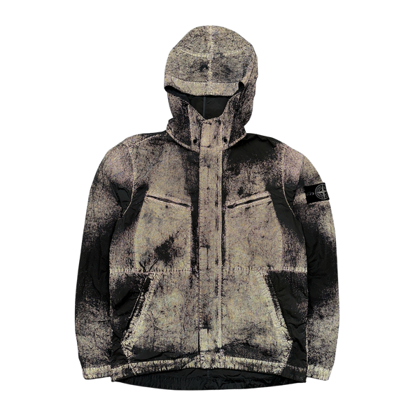 Stone Island 2016 Black Silver Pixel Reflective Hooded Jacket - Medium